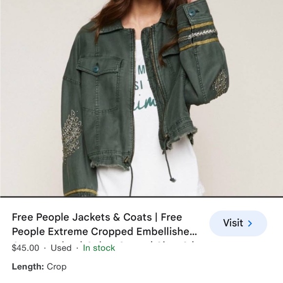 free People cropped military jacket - Picture 3 of 9